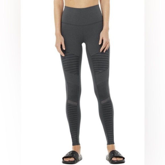 ALO Yoga High Waist Moto Leggings Anthracite Grey Size Medium - Picture 1 of 15